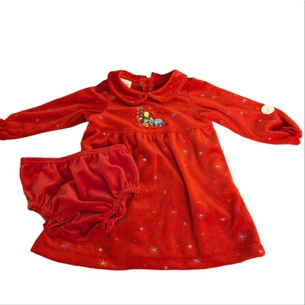 Disney red velour‎ Winnie the Pooh holiday dress